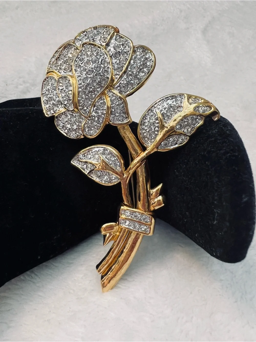 Nolan Miller Glamour Collection Gold Tone Rose Brooch VTG